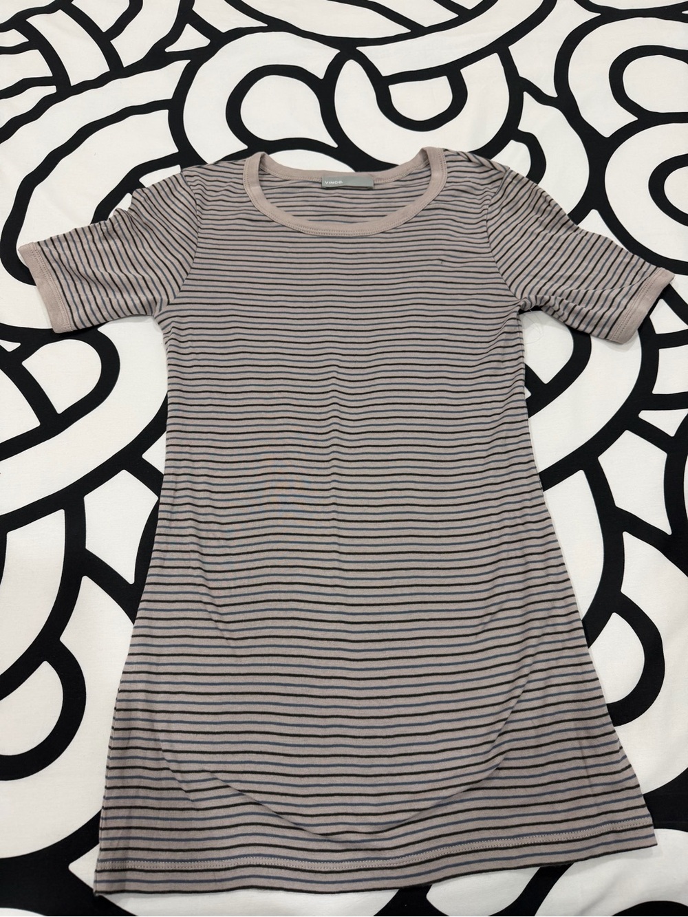 Vince women’s Taupe & Black Striped Knit Dress